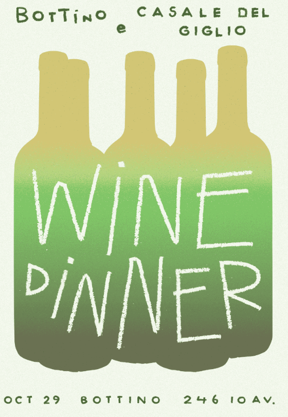 Bottino Wine Tasting Dinner was posted to the calendar